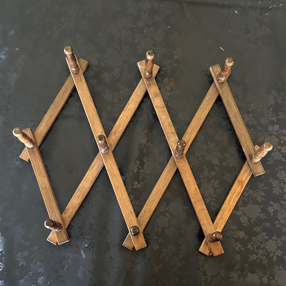 Vintage Wooden Accordion Rack